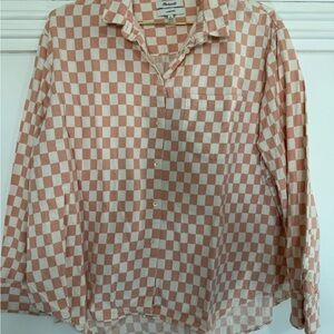 Madewell Pink and White Checkered Oversized Shirt